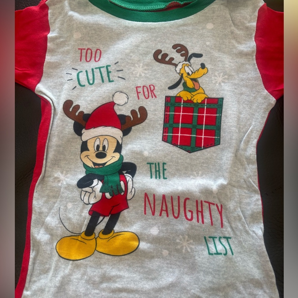 Disney Mickey Mouse Kids Holiday Snug Fitting Pajamas Set Size 4T - Picture 3 of 4